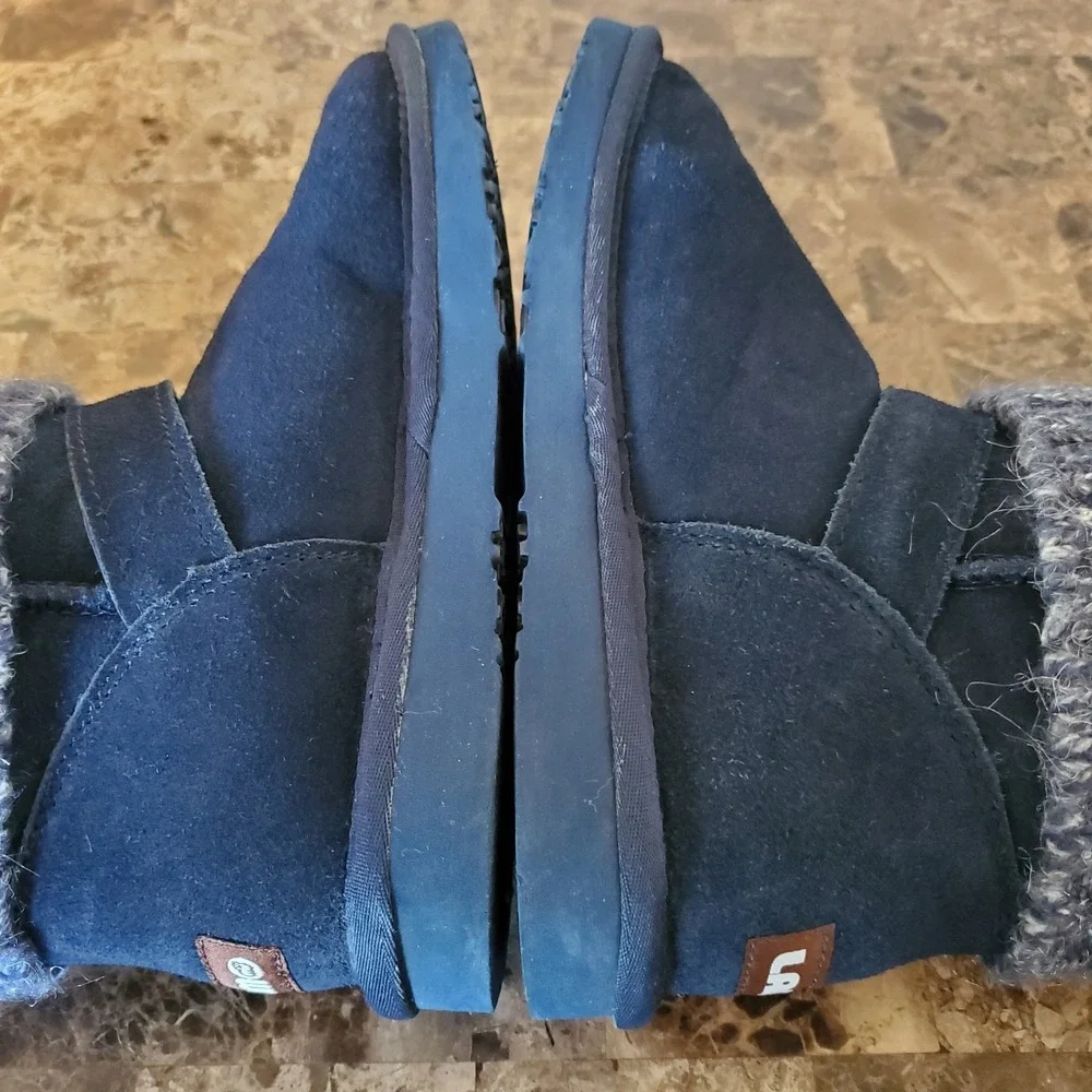 Lamo sz 6 blue suede‎ Hurricane booties faux fur lining buckle cozy winter cabin